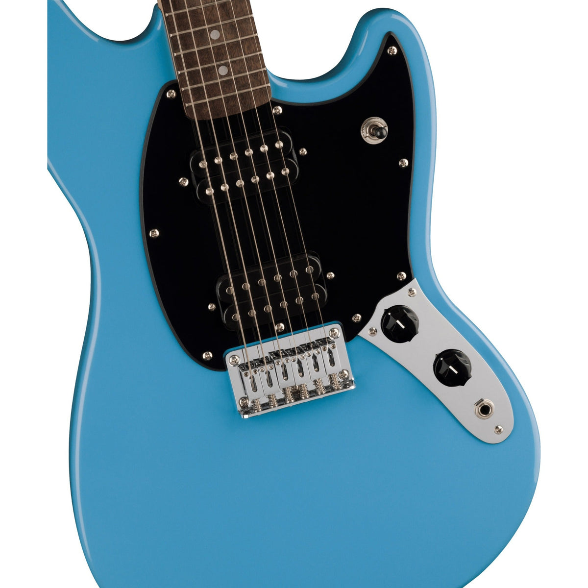 Squier Sonic Mustang HH, Laurel Fingerboard, Black Pickguard, California Blue - View 6 | MusicMarket
