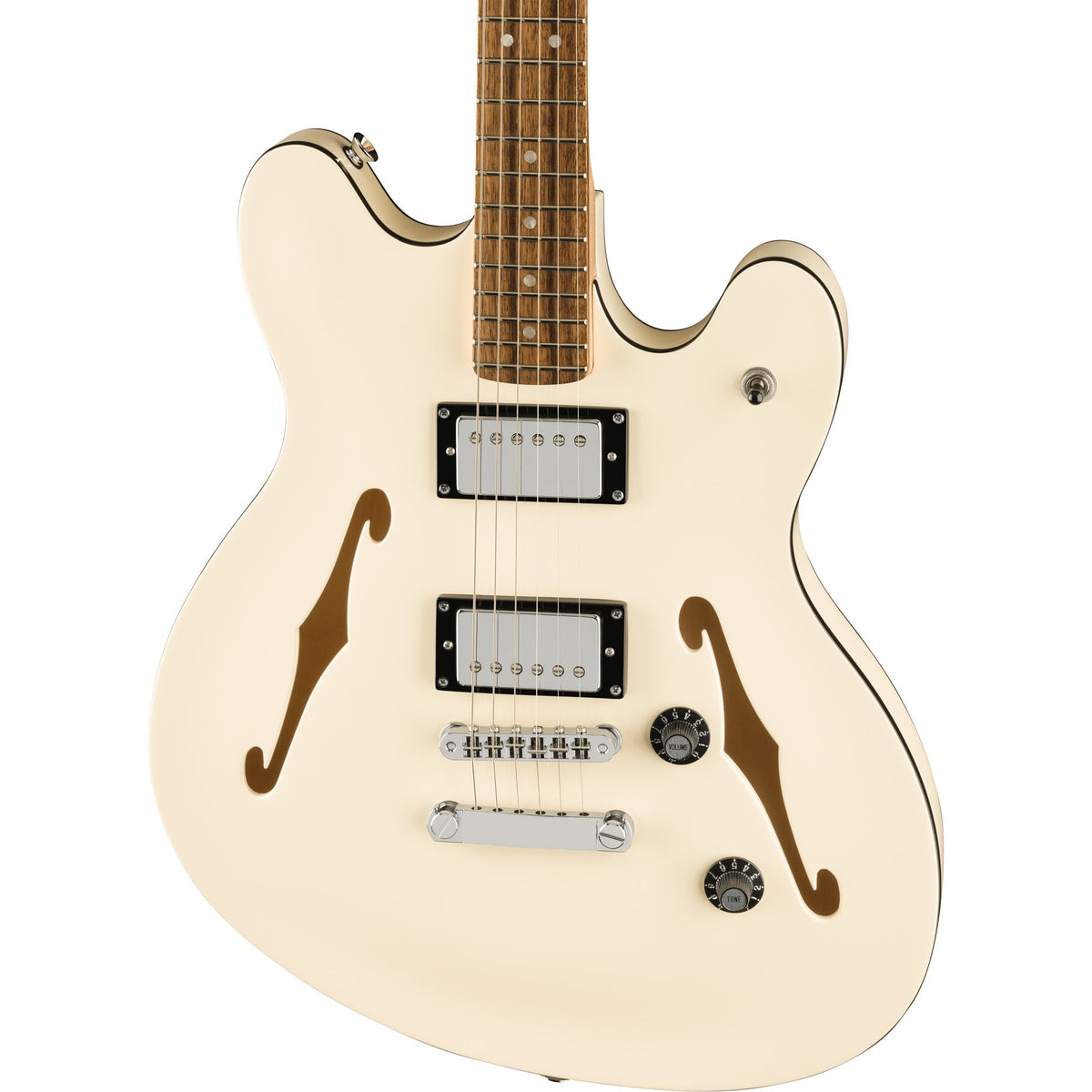 Squier Affinity Series Starcaster Deluxe Semi-Hollowbody - Laurel Fingerboard, Olympic White - MusicMarket