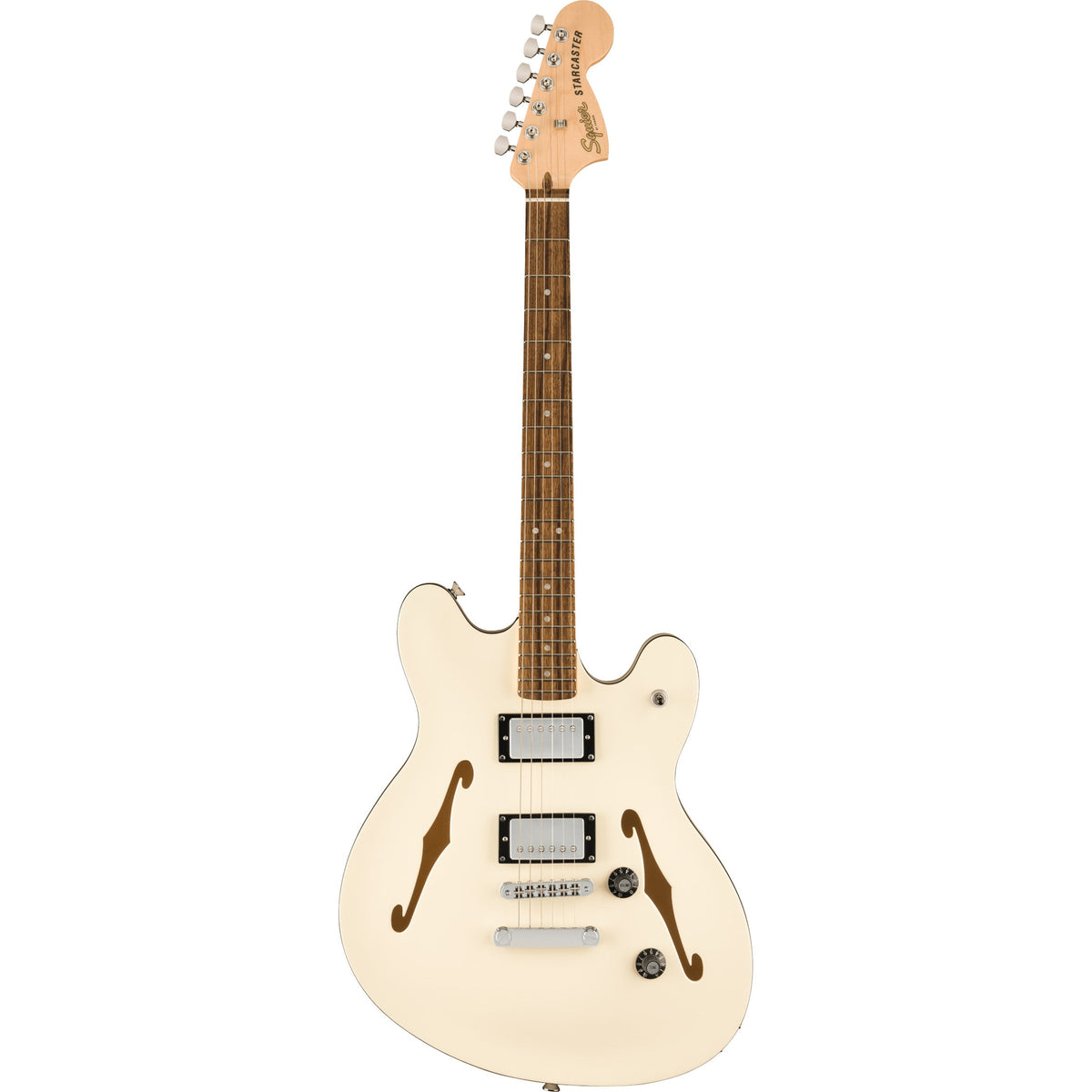 Squier Affinity Series Starcaster Deluxe Semi-Hollowbody - Laurel Fingerboard, Olympic White - View 2 | MusicMarket