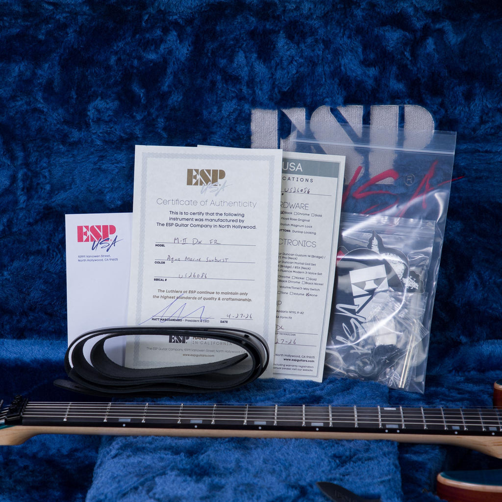 ESP USA M-II DX FR Electric Guitar - Aqua Marine Sunburst - #US26086 - View 11 | MusicMarket
