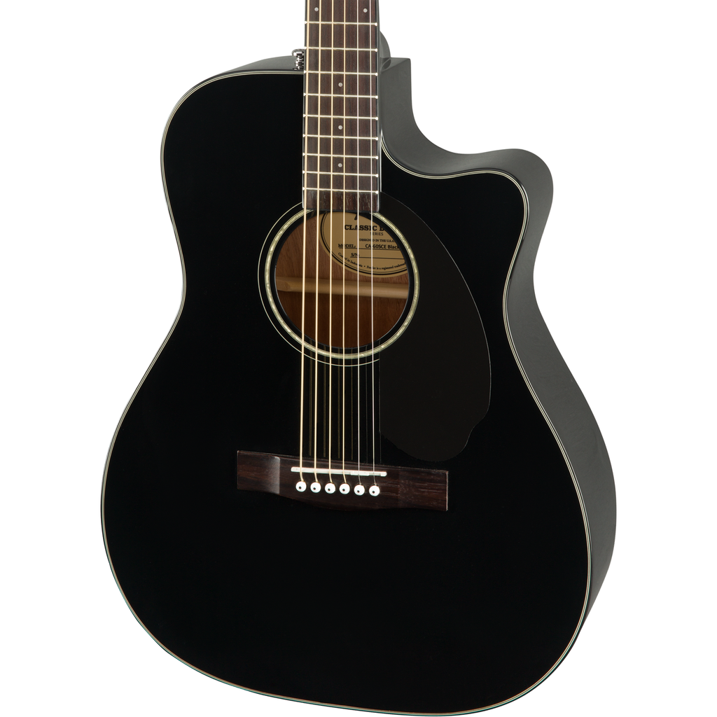 Fender CC-60SCE Concert Acoustic Electric Guitar - Walnut Fingerboard, Black - MusicMarket