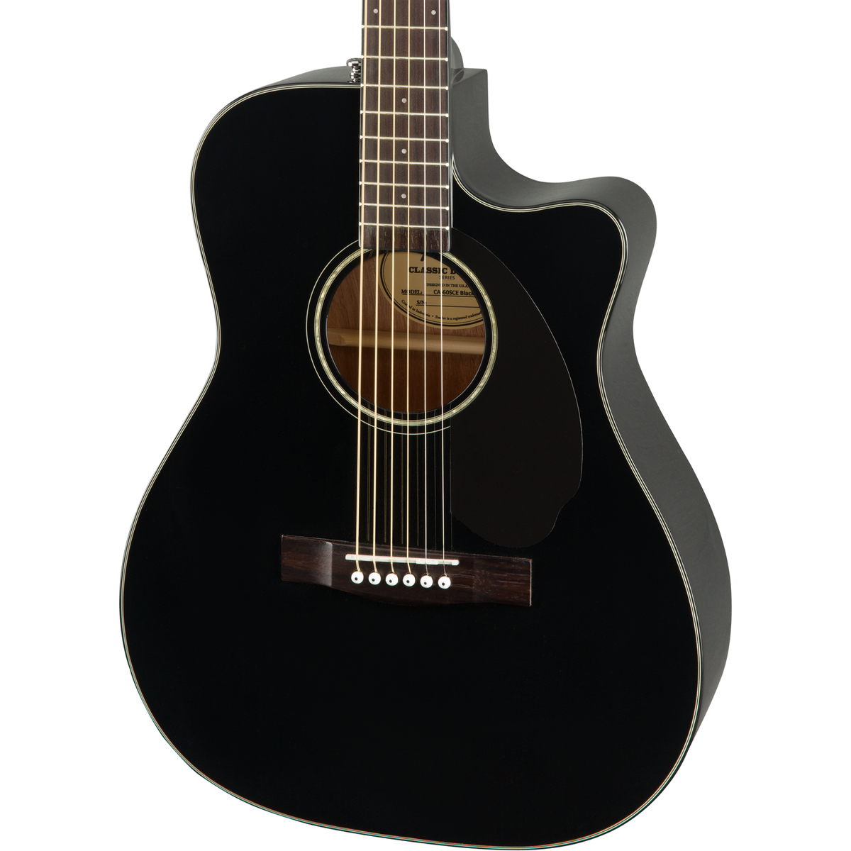 Fender CC-60SCE Concert Acoustic Electric Guitar - Walnut Fingerboard, Black - MusicMarket