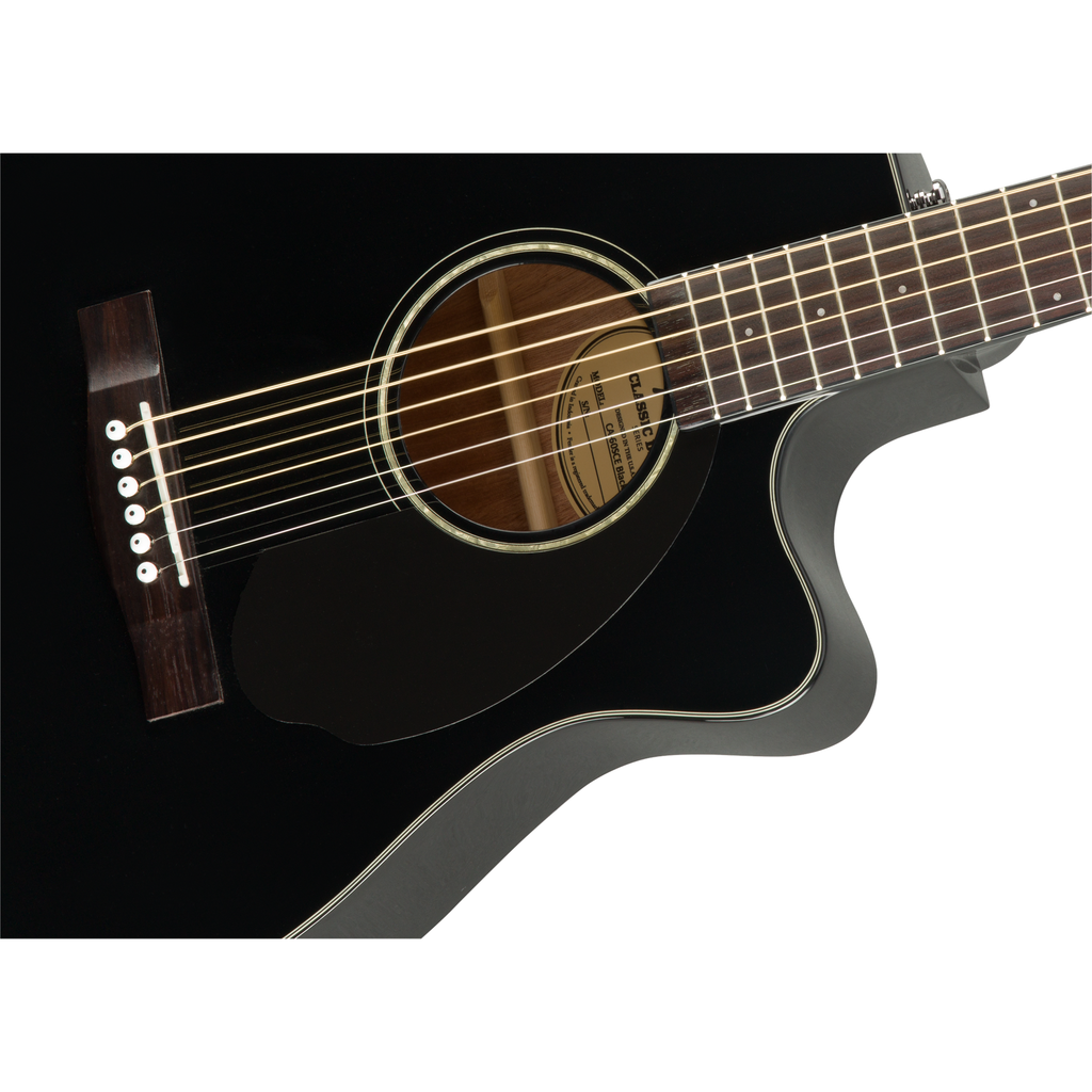 Fender CC-60SCE Concert Acoustic Electric Guitar - Walnut Fingerboard, Black - View 7 | MusicMarket