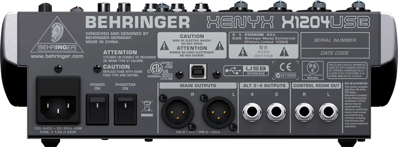 Behringer Xenyx X1204 Usb Mixer With Effects - View 4 | MusicMarket