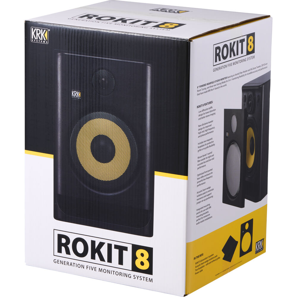 KRK Rokit 8 G5 8" 2-Way Active Studio Monitor, Black - View 5 | MusicMarket
