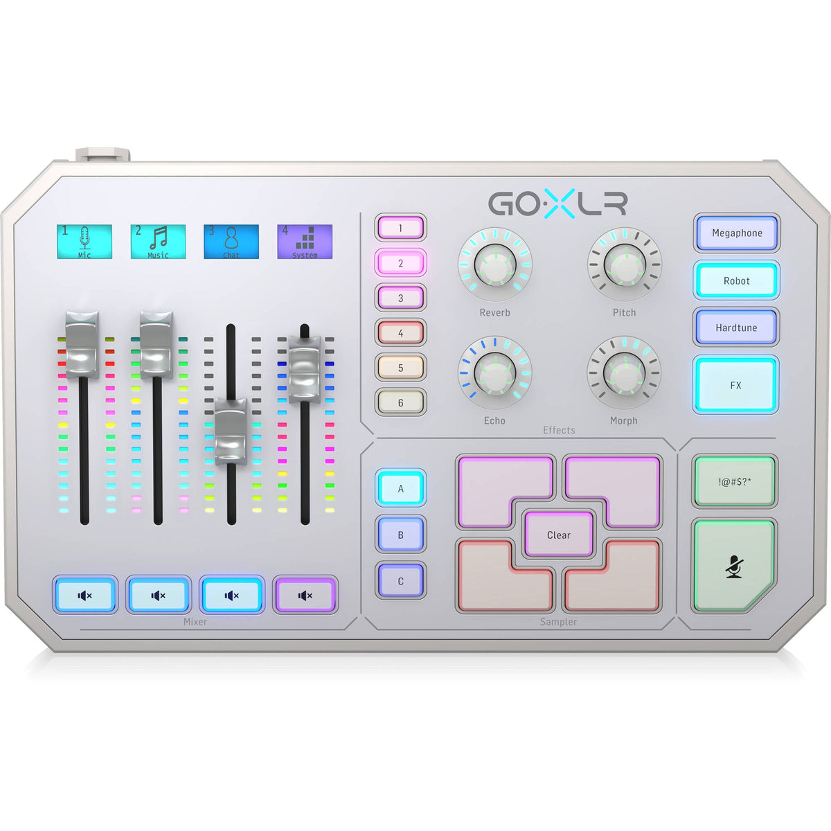 TC-Helicon GoXLR 4-channel USB Streaming Mixer with Voice FX and Sampler - White - MusicMarket