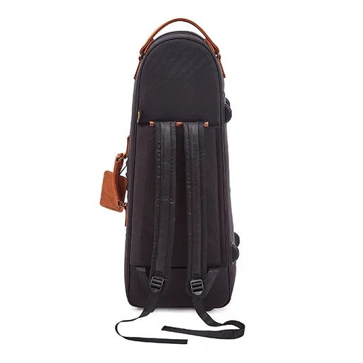 Gard Single Elite Cut-Bell Tenor Trombone Gig Bag - Black Nylon with Light Brown Leather Accent - View 6 | MusicMarket