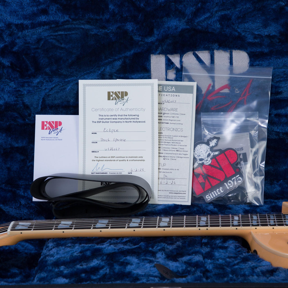 ESP USA Eclipse Electric Guitar - Peach Sparkle - #US26067 - View 11 | MusicMarket