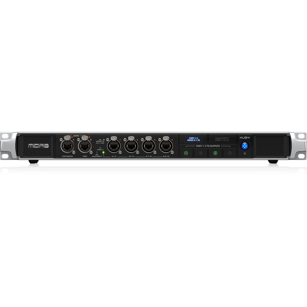 Midas HUB4 Monitor System Hub with 4 PoE Ports for Personal Mixers - MusicMarket