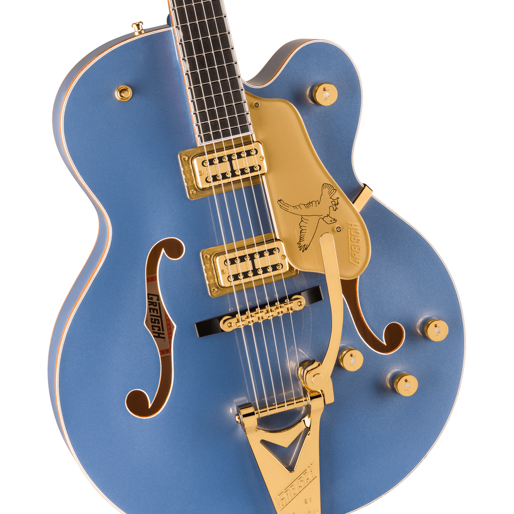 Gretsch Falcon Hollow Body w/ String-Thru Bigsby & Gold Hardware, Cerulean Smoke - View 6 | MusicMarket