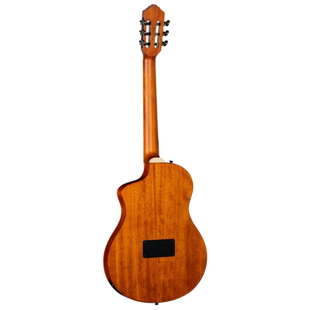 Ortega Tour Player Series Thinline Crossover Nylon String Acoustic Electric - Flamed Maple Blue - View 5 | MusicMarket