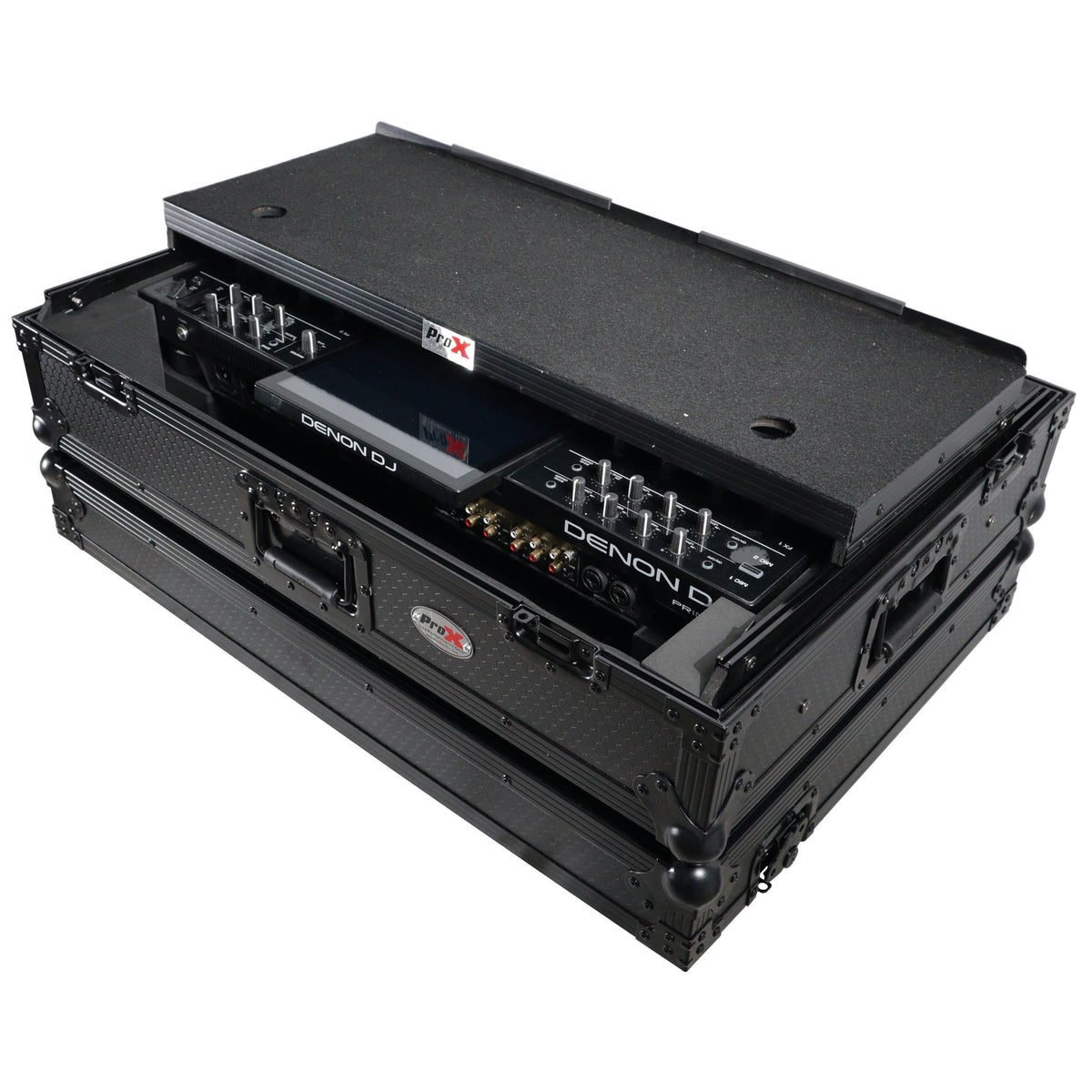 ProX XS-PRIME4WLTBL ATA Flight Case For Denon PRIME 4 G2/PRIME 4 MK2 DJ Controller with Laptop Shelf 1U Rack Space