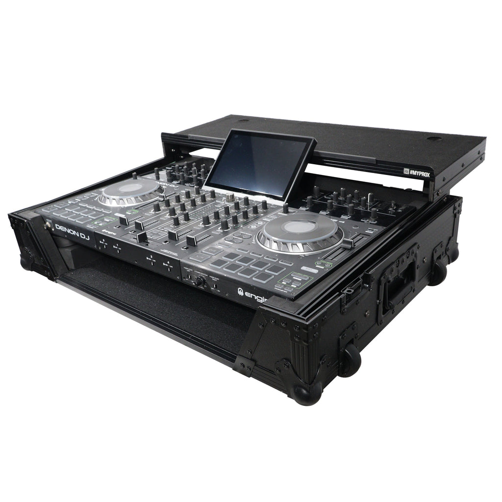 ProX XS-PRIME4WLTBL ATA Flight Case For Denon PRIME 4 G2/PRIME 4 MK2 DJ Controller with Laptop Shelf 1U Rack Space