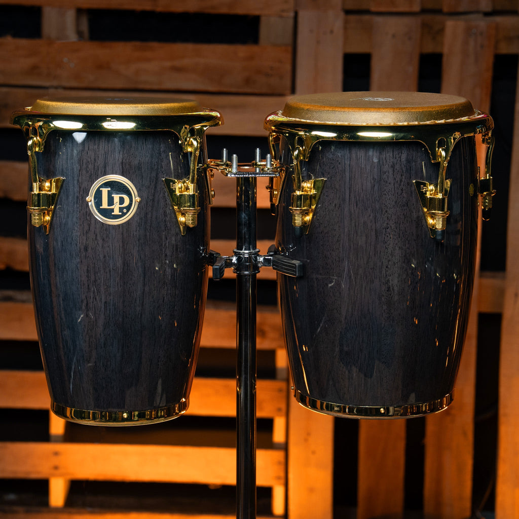 Latin Percussion Junior Conga Set - Black Wood With Gold Hardware - CHUCKSCLUSIVE - View 2 | MusicMarket
