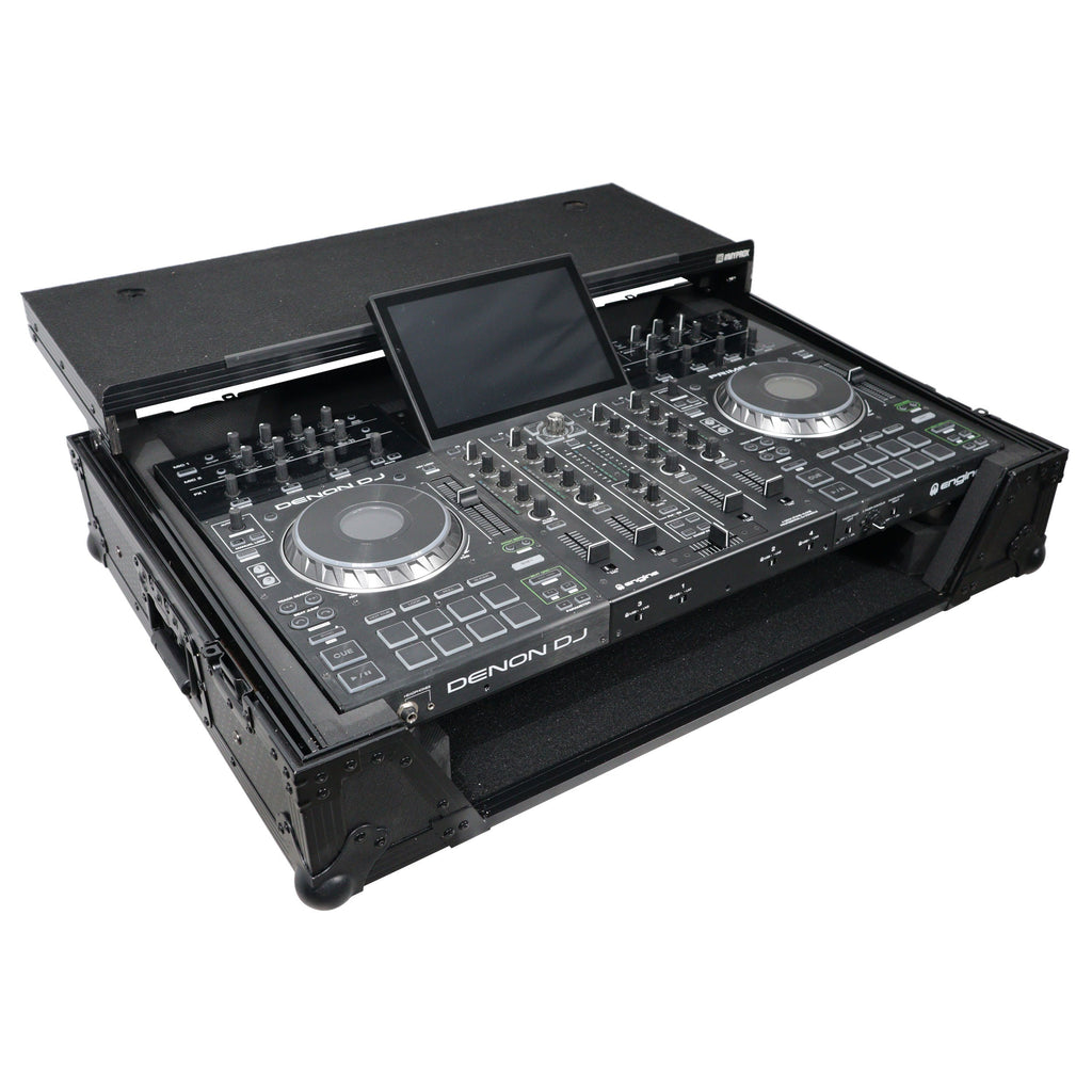 ProX XS-PRIME4WLTBL ATA Flight Case For Denon PRIME 4 G2/PRIME 4 MK2 DJ Controller with Laptop Shelf 1U Rack Space