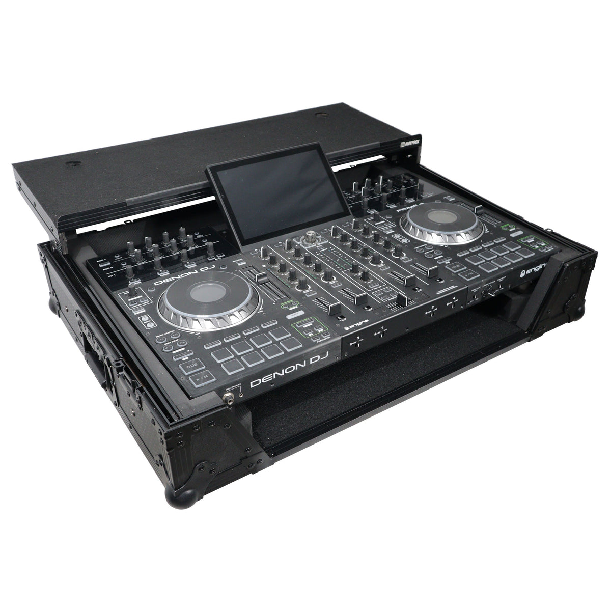 ProX XS-PRIME4WLTBL ATA Flight Case For Denon PRIME 4 G2/PRIME 4 MK2 DJ Controller with Laptop Shelf 1U Rack Space