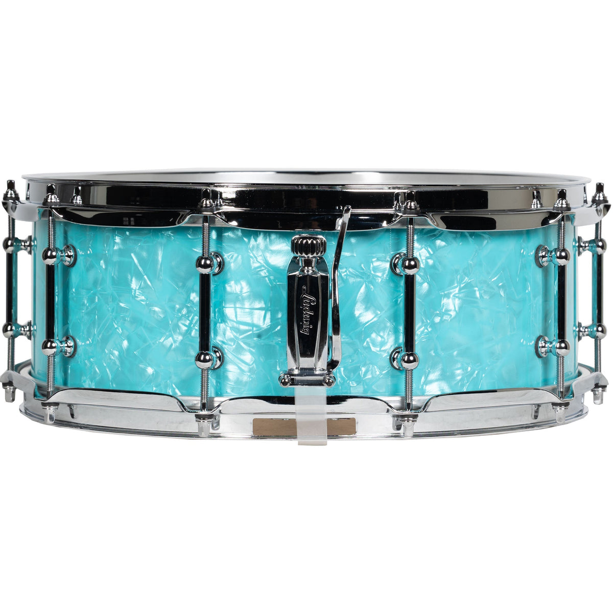 Ludwig Classic Maple Limited Edition 5x14 Snare Drum with Tube Lugs - Teal Pearl - View 2 | MusicMarket