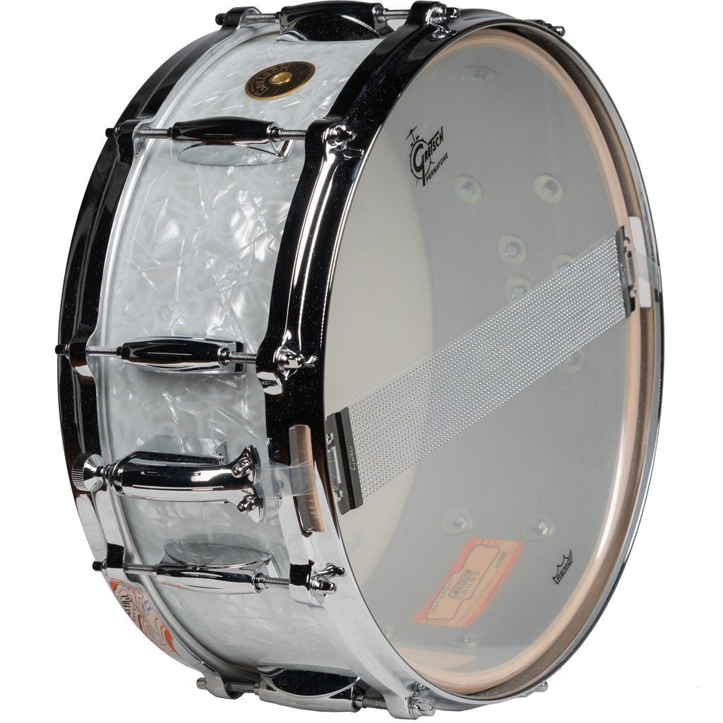 Gretsch USA Custom 5.5x14 Snare Drum - White Marine Pearl - View 3 | MusicMarket