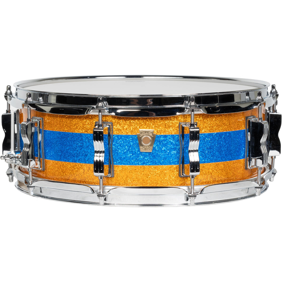 Ludwig Classic Maple Limited Edition 5x14 Snare Drum - Gold Blue Gold Sparkle - MusicMarket