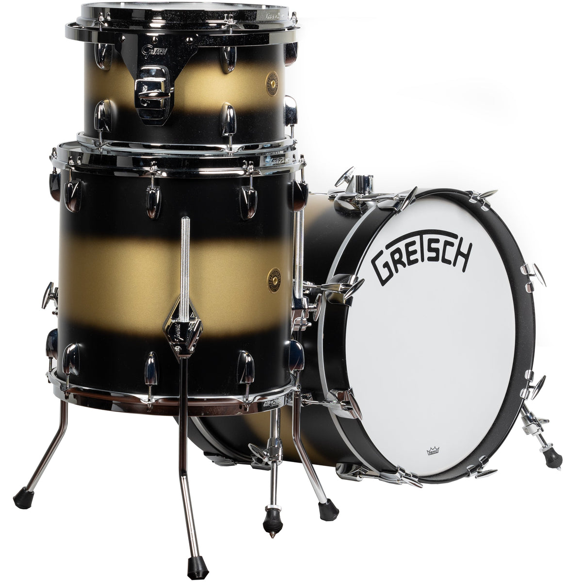 Gretsch Broadkaster 3-Piece Shell Kit - Satin Gold to Black Duco - View 3 | MusicMarket