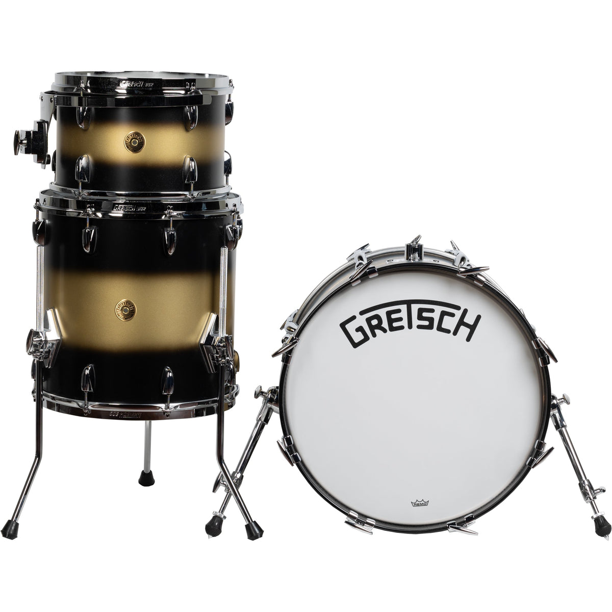 Gretsch Broadkaster 3-Piece Shell Kit - Satin Gold to Black Duco - View 2 | MusicMarket
