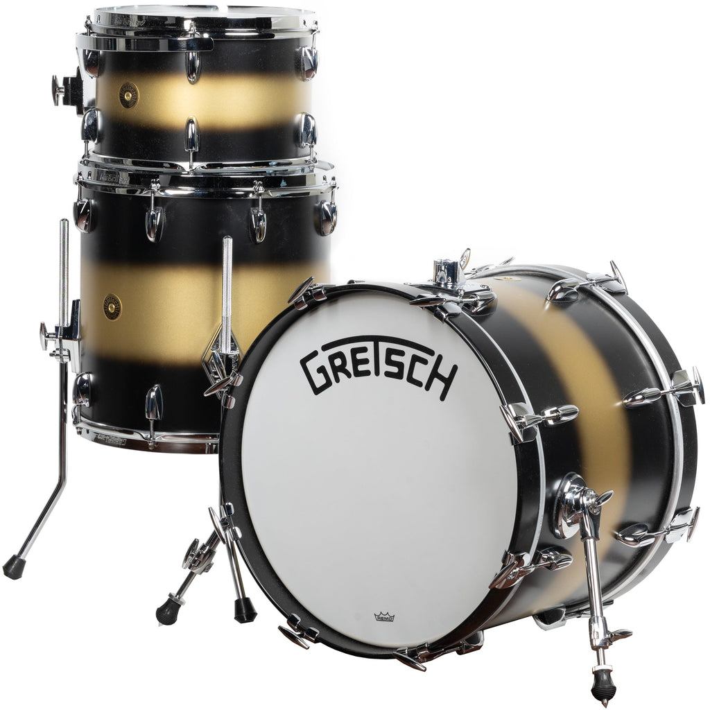 Gretsch Broadkaster 3-Piece Shell Kit - Satin Gold to Black Duco - MusicMarket