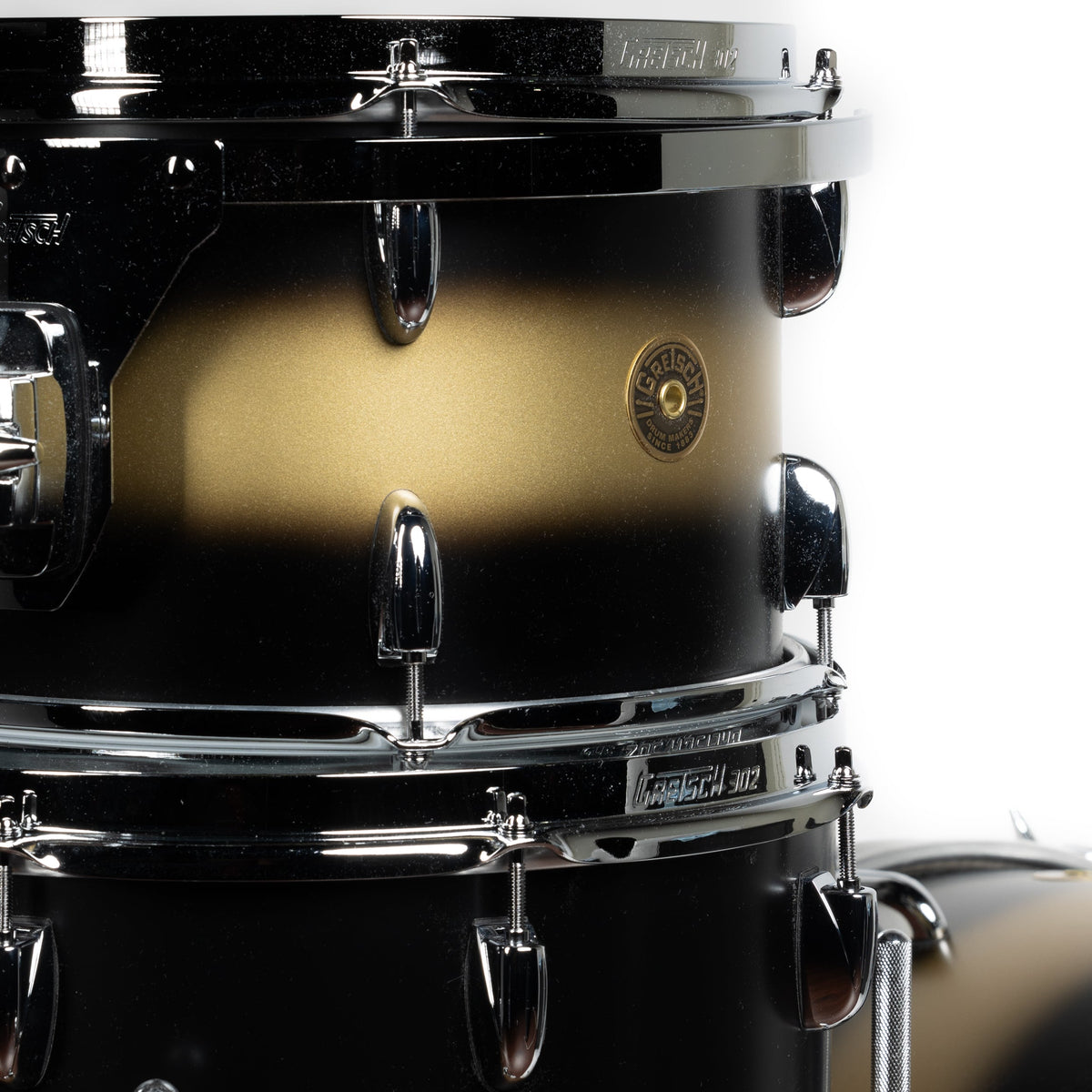 Gretsch Broadkaster 3-Piece Shell Kit - Satin Gold to Black Duco - View 4 | MusicMarket
