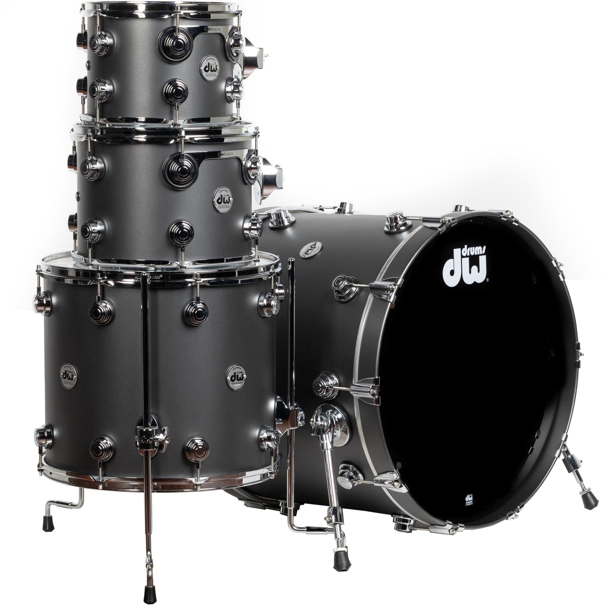 Drum Workshop Collectors Series 4-Piece Shell Kit - Gun Metal Hard Satin - MusicMarket
