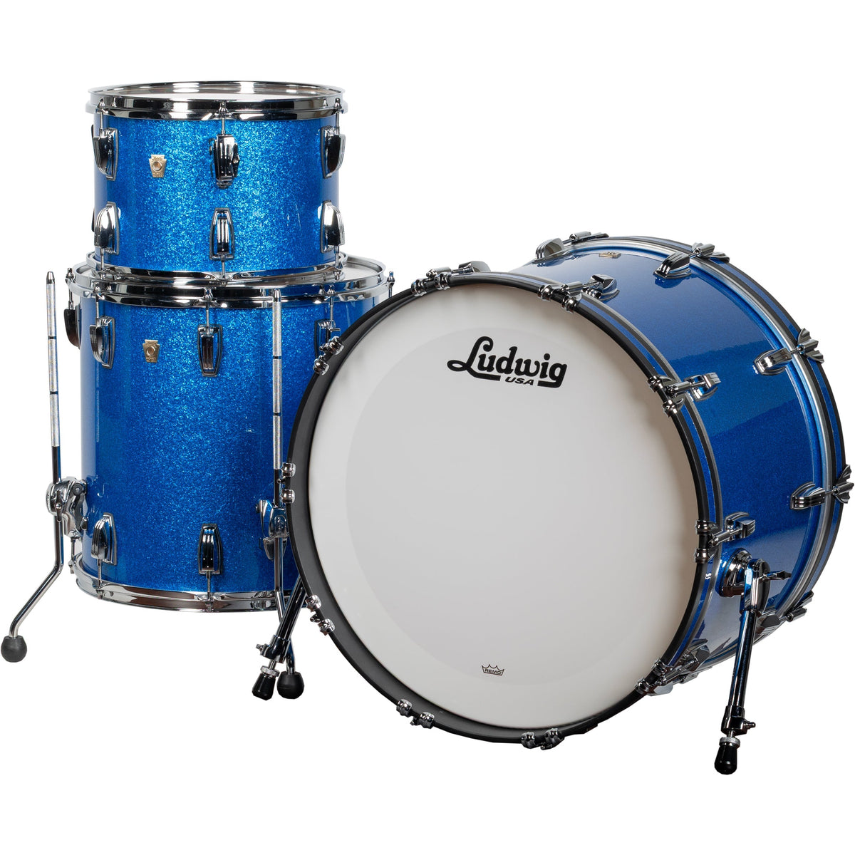 Ludwig Classic Maple Fab 3-Piece Shell Pack - Blue Sparkle - View 2 | MusicMarket