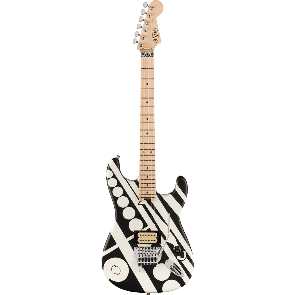 EVH Striped Series Circles Electric Guitar - Maple Fingerboard, White and Black - View 2 | MusicMarket
