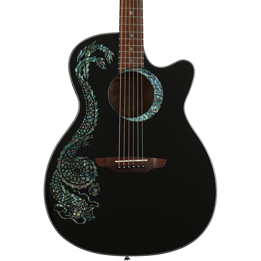 Luna Fauna Dragon Acoustic-Electric Guitar - Classic Black - MusicMarket