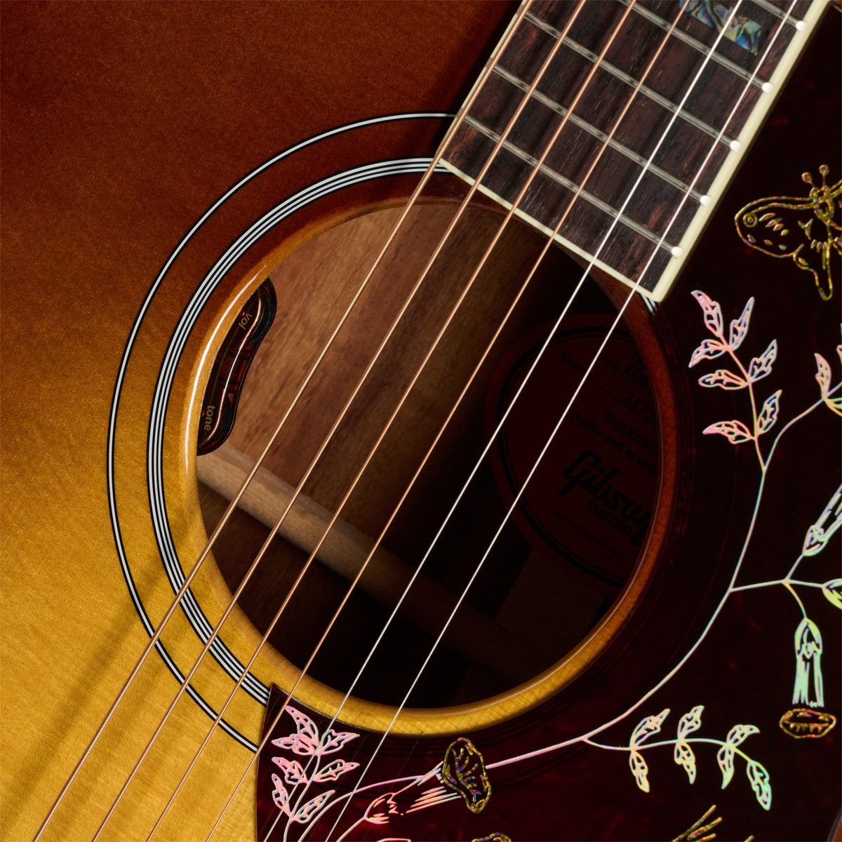 Gibson Custom Shop Hummingbird Elegant Koa Acoustic Electric Guitar - Honey Burst - View 17 | MusicMarket