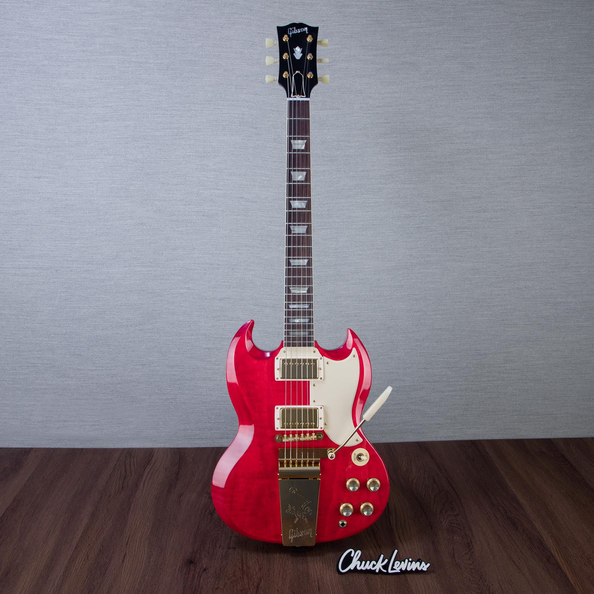 Gibson Custom Shop 1964 SG Standard Reissue Maestro Vibrola Electric Guitar, Gold Hardware - Watermelon King -