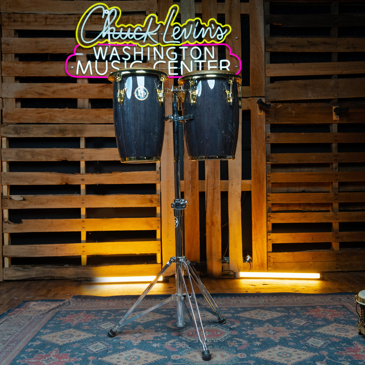 Latin Percussion Junior Conga Set - Black Wood With Gold Hardware - CHUCKSCLUSIVE - View 10 | MusicMarket
