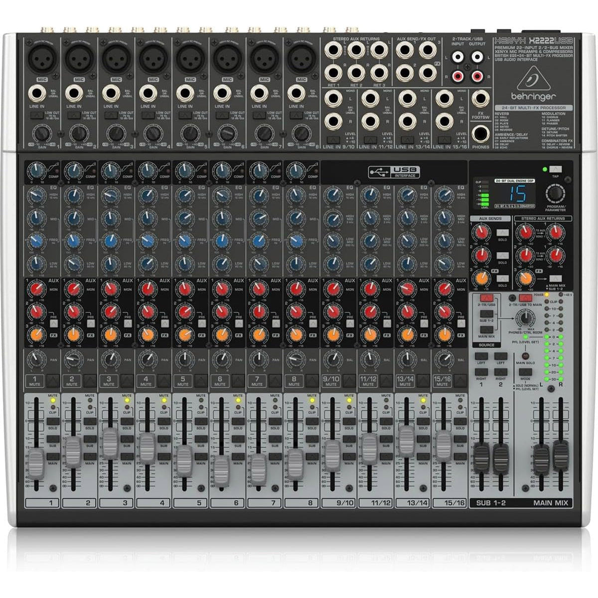 Behringer Xenyx X2222USB Mixer with USB and Effects - MusicMarket