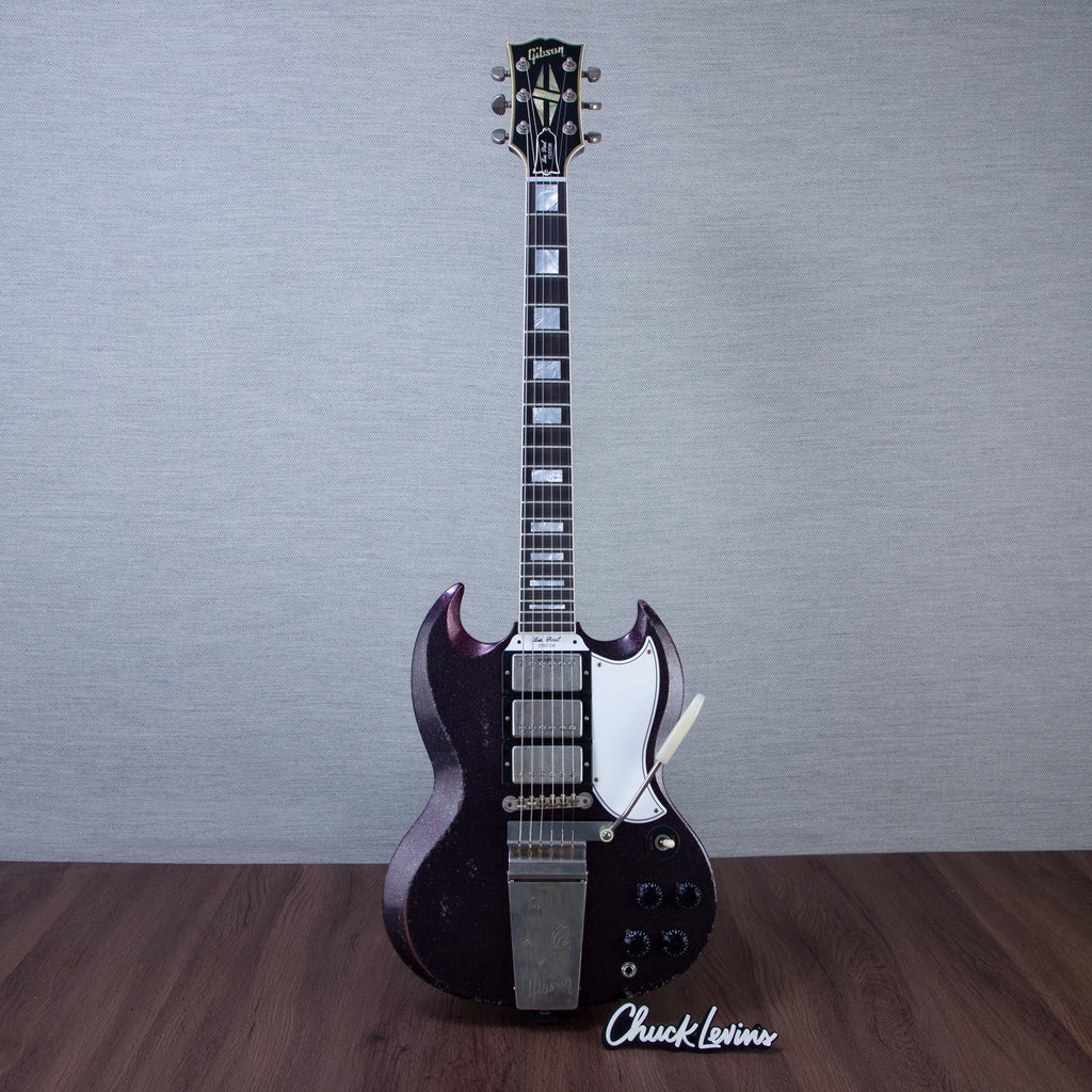 Gibson Custom Shop Murphy Lab 63' SG Custom 3-Pickup Maestro Electric Guitar - Light Aged Brunswick Wild Berry -