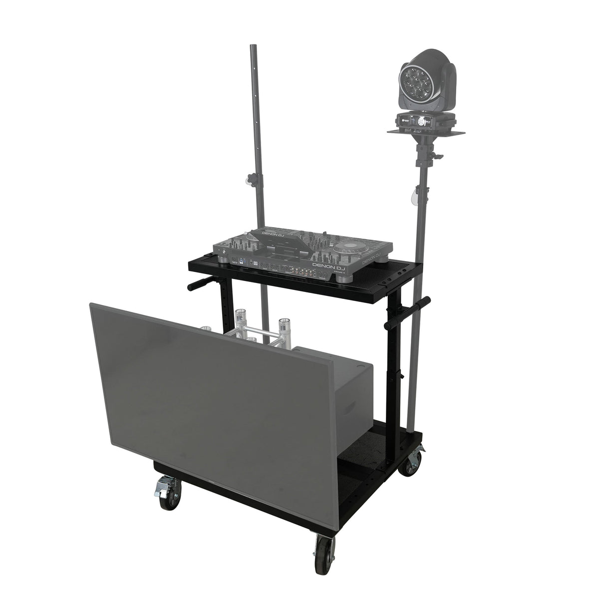 ProX X-BeatWagon Professional Mobile DJ Rolling Workstation with Adjustable Shelf - View 2 | MusicMarket