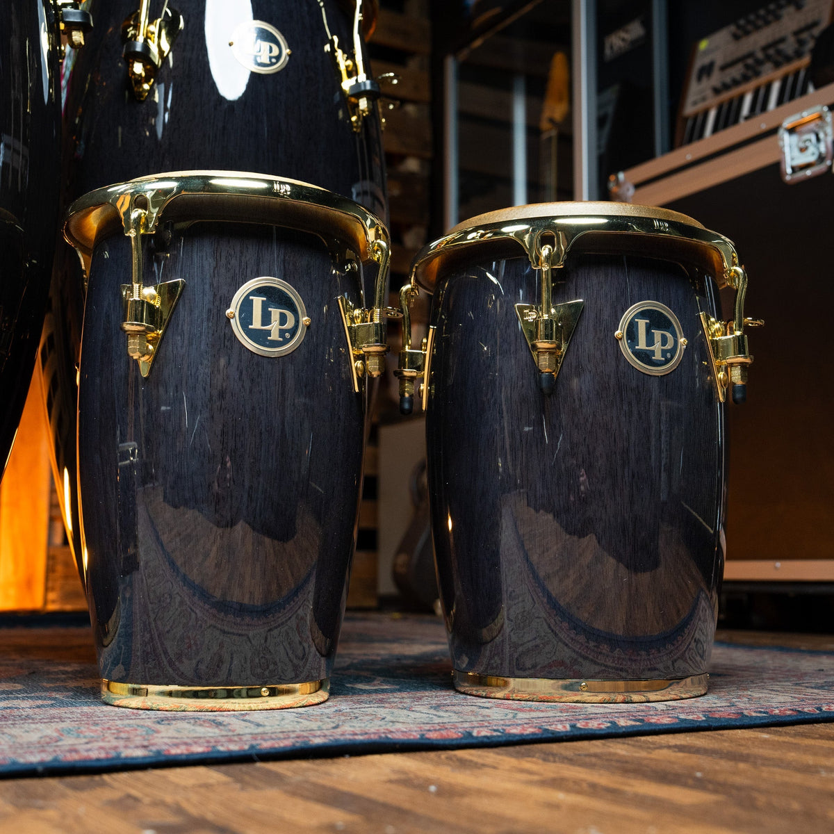 Latin Percussion Junior Conga Set - Black Wood With Gold Hardware - CHUCKSCLUSIVE - View 3 | MusicMarket