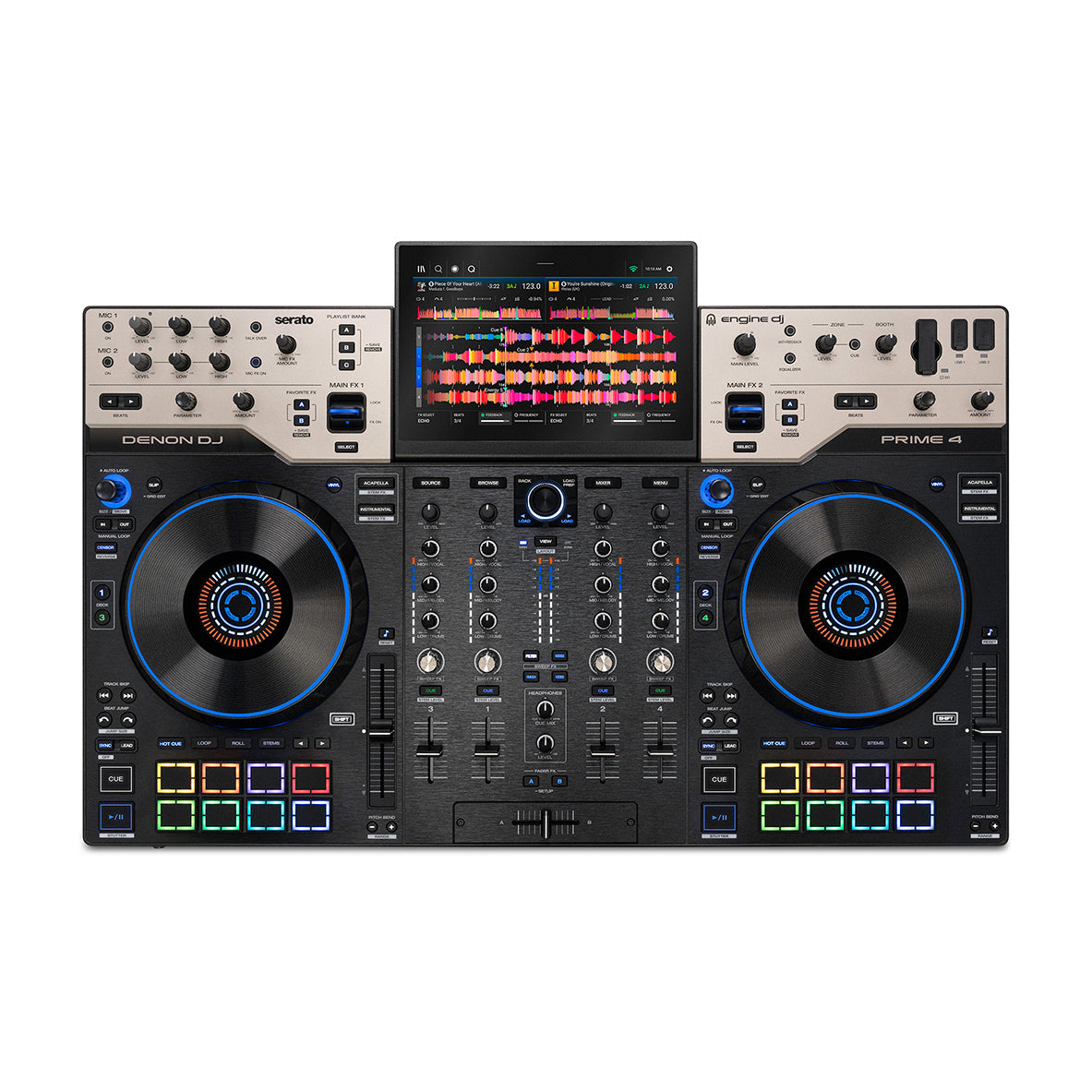 Denon DJ PRIME 4 G2 4-Channel Standalone DJ System with Built-in FX, Lighting Output, and Stems - View 11 | MusicMarket
