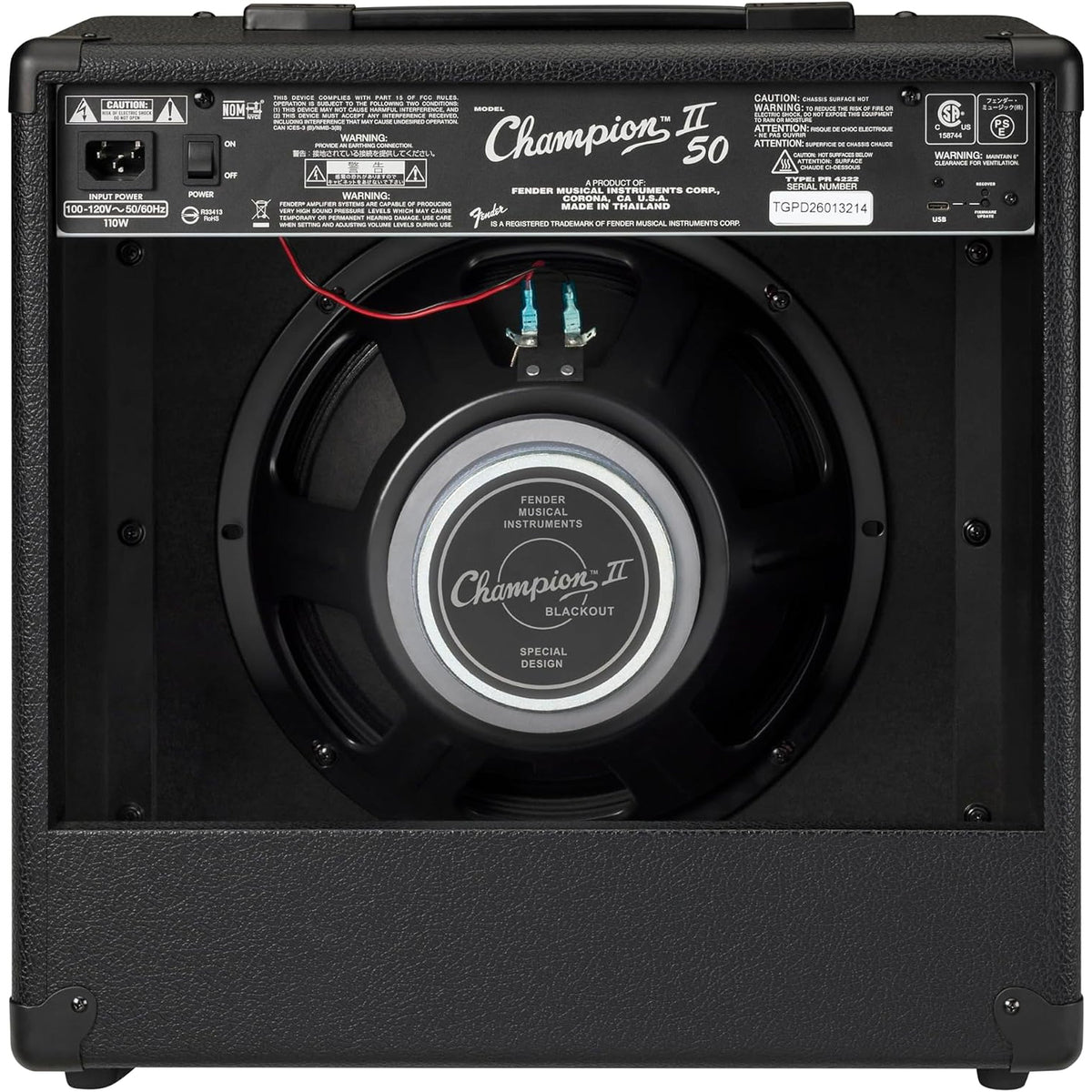 Fender Champion II 50 Blackout Guitar Combo Amplifier, 50W, 120V - View 2 | MusicMarket
