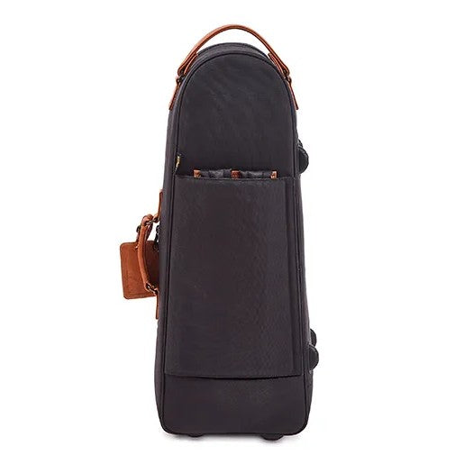 Gard Single Elite Cut-Bell Tenor Trombone Gig Bag - Black Nylon with Light Brown Leather Accent - View 4 | MusicMarket