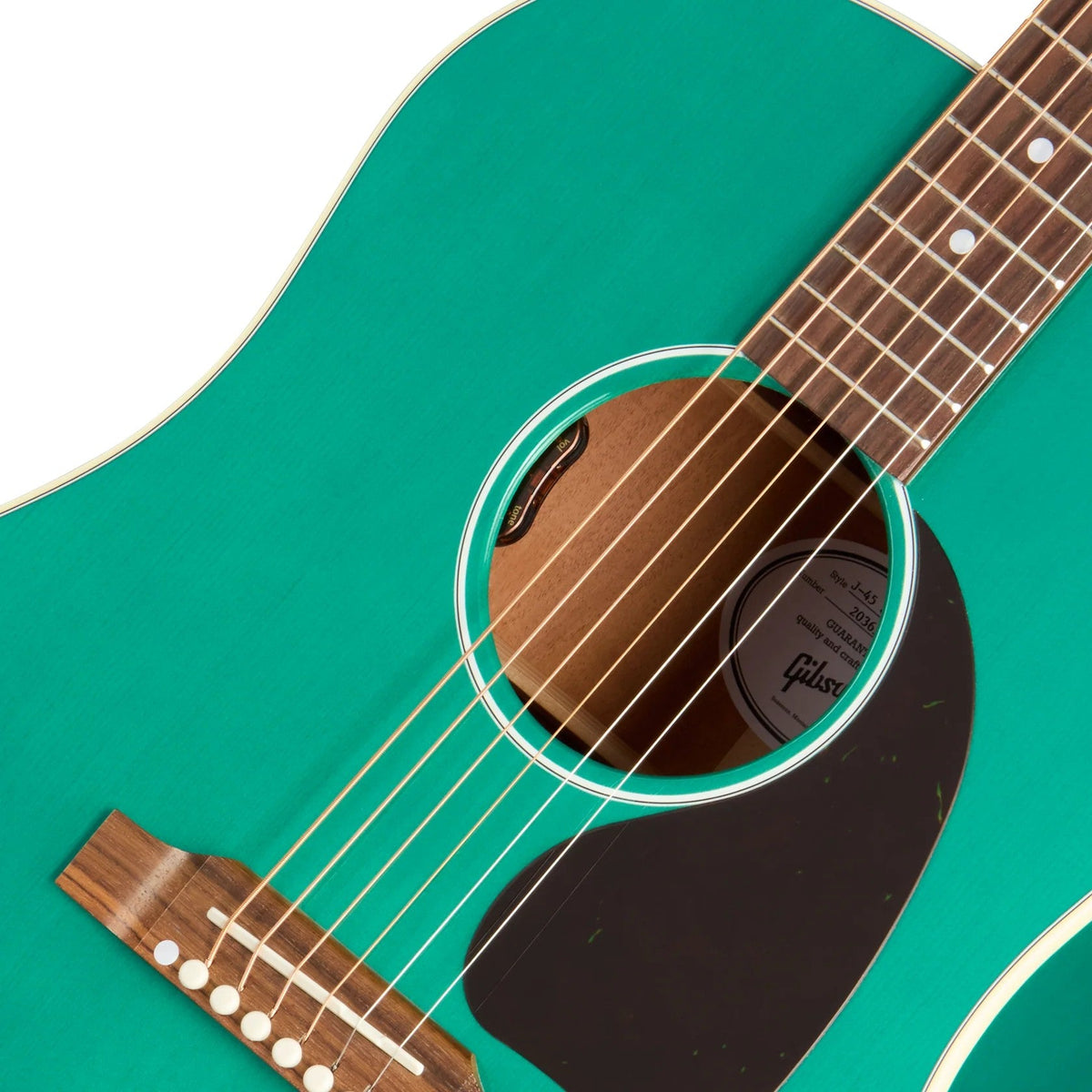 Gibson J-45 Standard Acoustic Electric Guitar - Translucent Teal - View 7 | MusicMarket