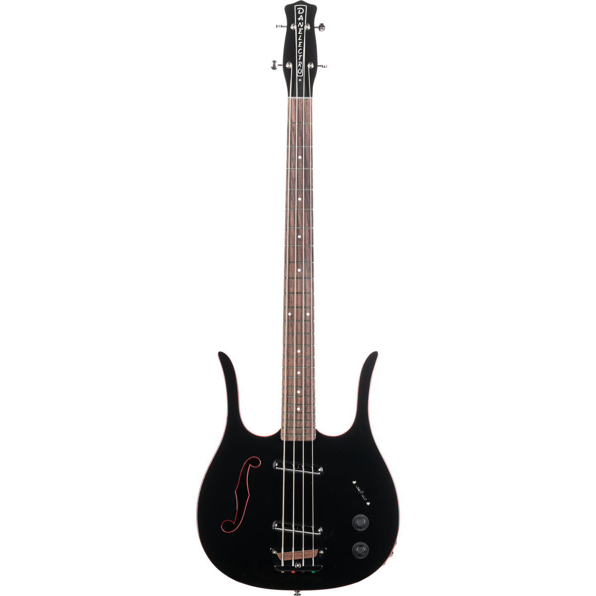 Danelectro 58 Longhorn 4 String Electric Bass - Black w/ Red Binding - View 2 | MusicMarket