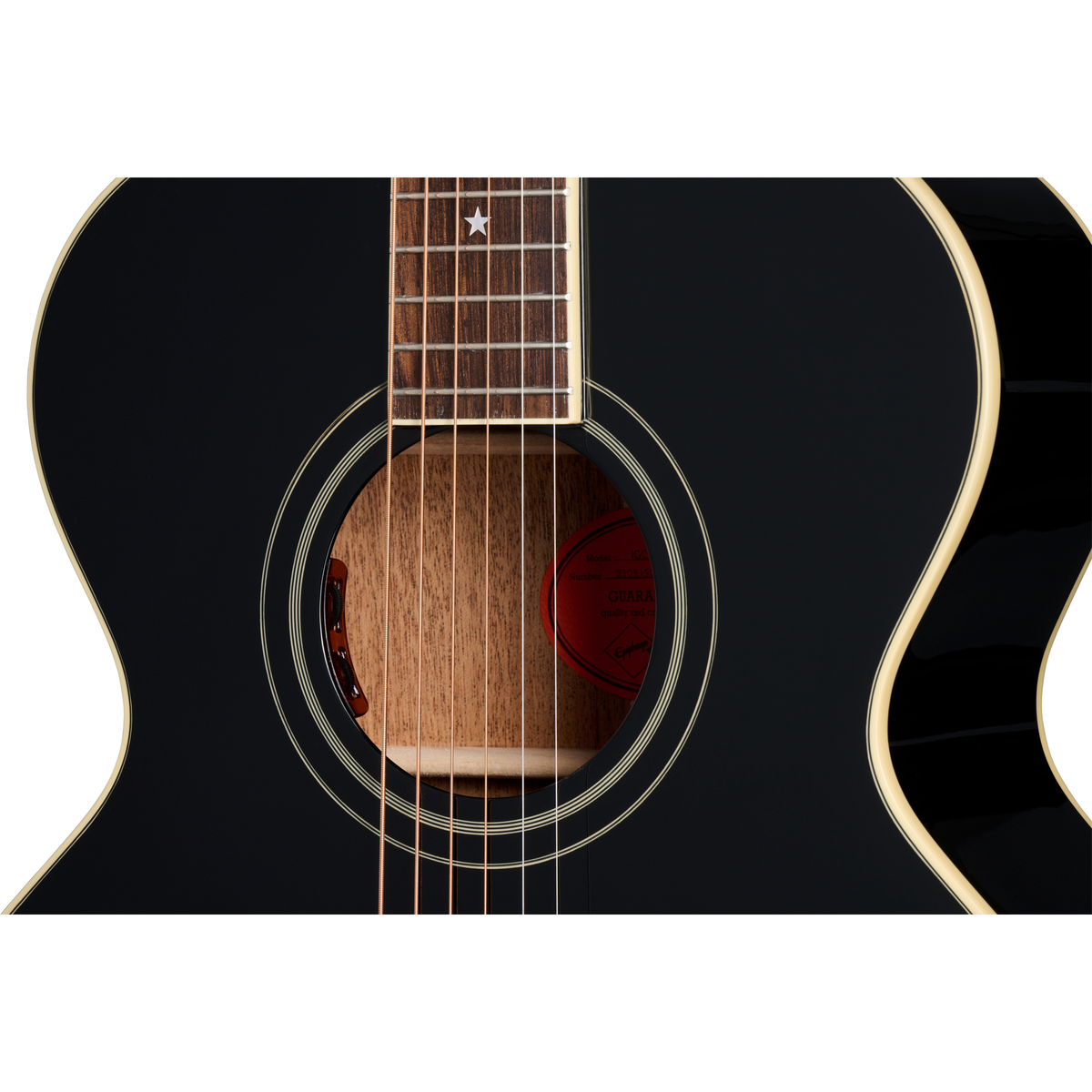 Epiphone J-180 LS Acoustic Electric Guitar - Ebony - View 6 | MusicMarket
