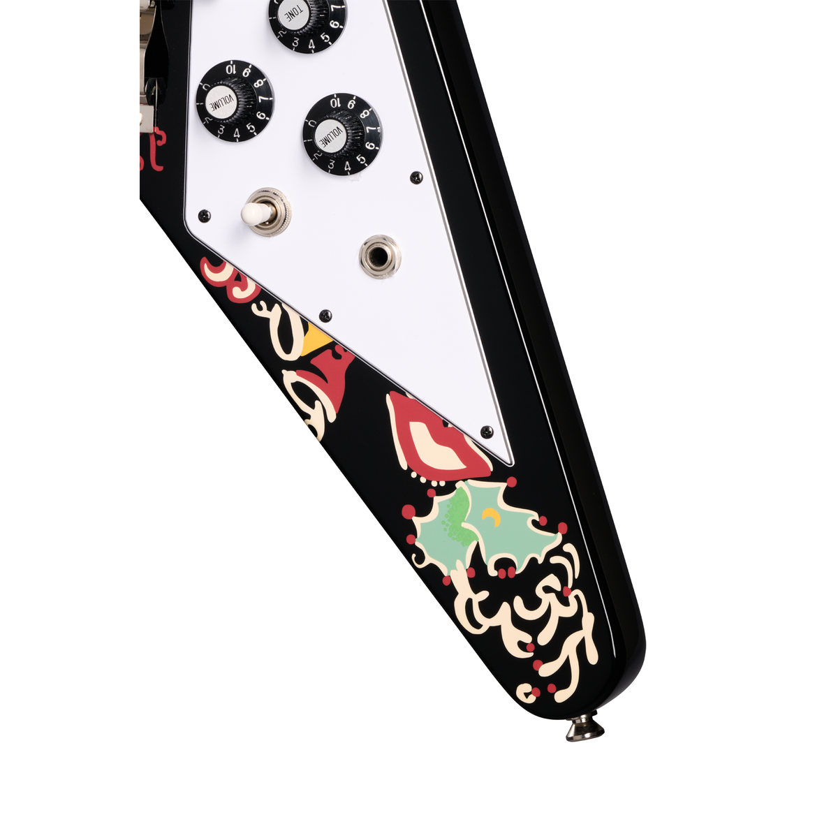 Epiphone Jimi Hendrix "Love Drops" Flying V Electric Guitar - Ebony w/ Artwork - View 9 | MusicMarket