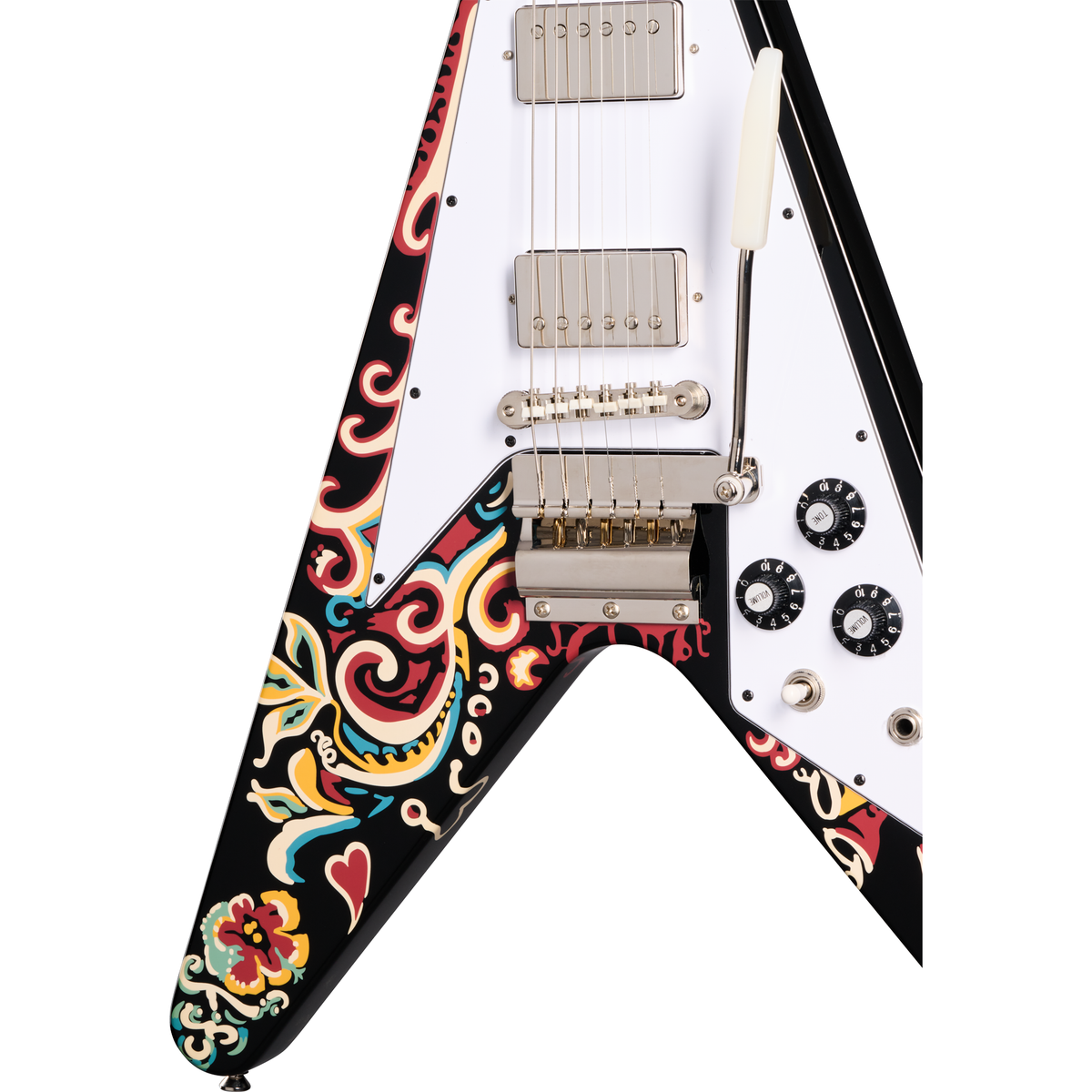 Epiphone Jimi Hendrix "Love Drops" Flying V Electric Guitar - Ebony w/ Artwork - View 7 | MusicMarket