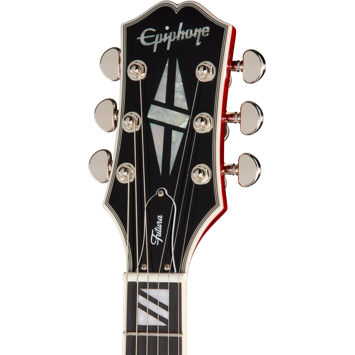 Epiphone Futura Les Paul Custom Electric Guitar - Racing Stripe Red - View 4 | MusicMarket