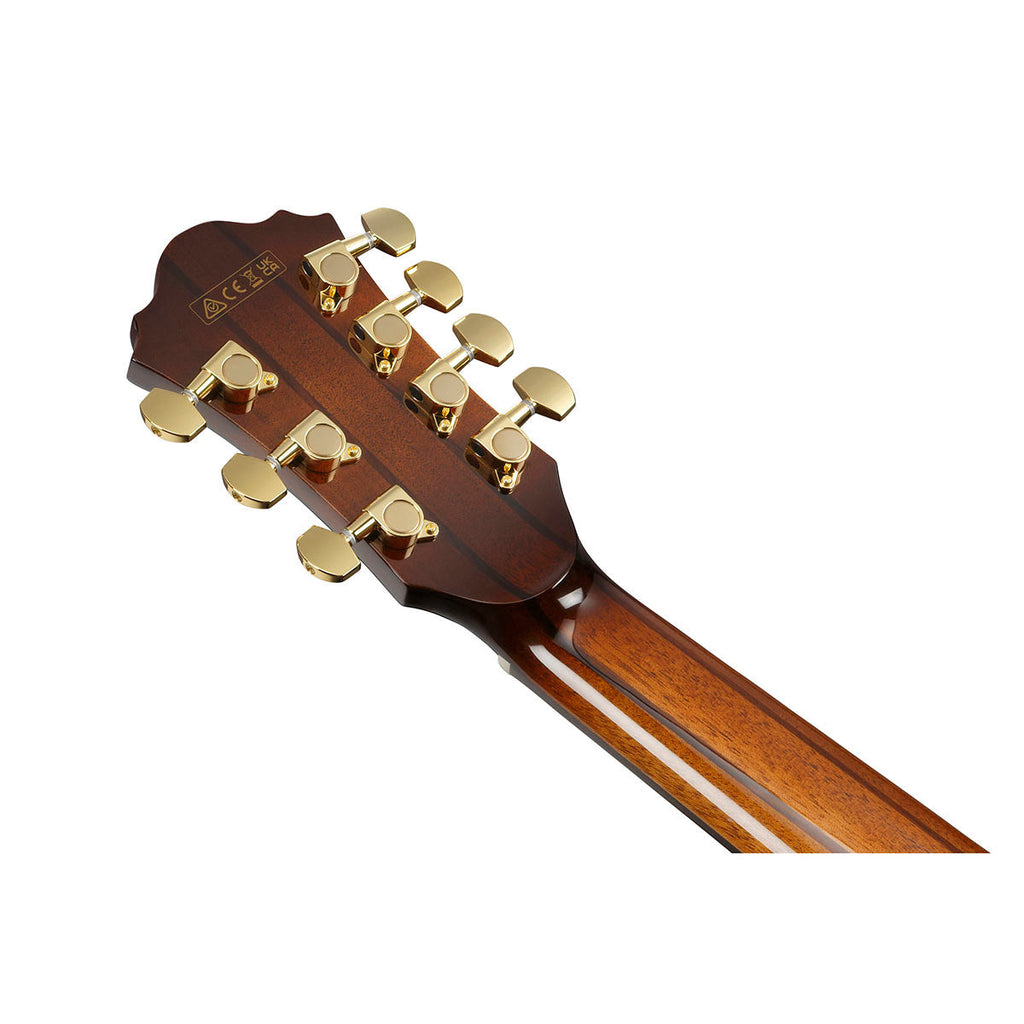 Ibanez AE Series 7-String Acoustic Electric Guitar, Tobacco Edge Burst - View 6 | MusicMarket