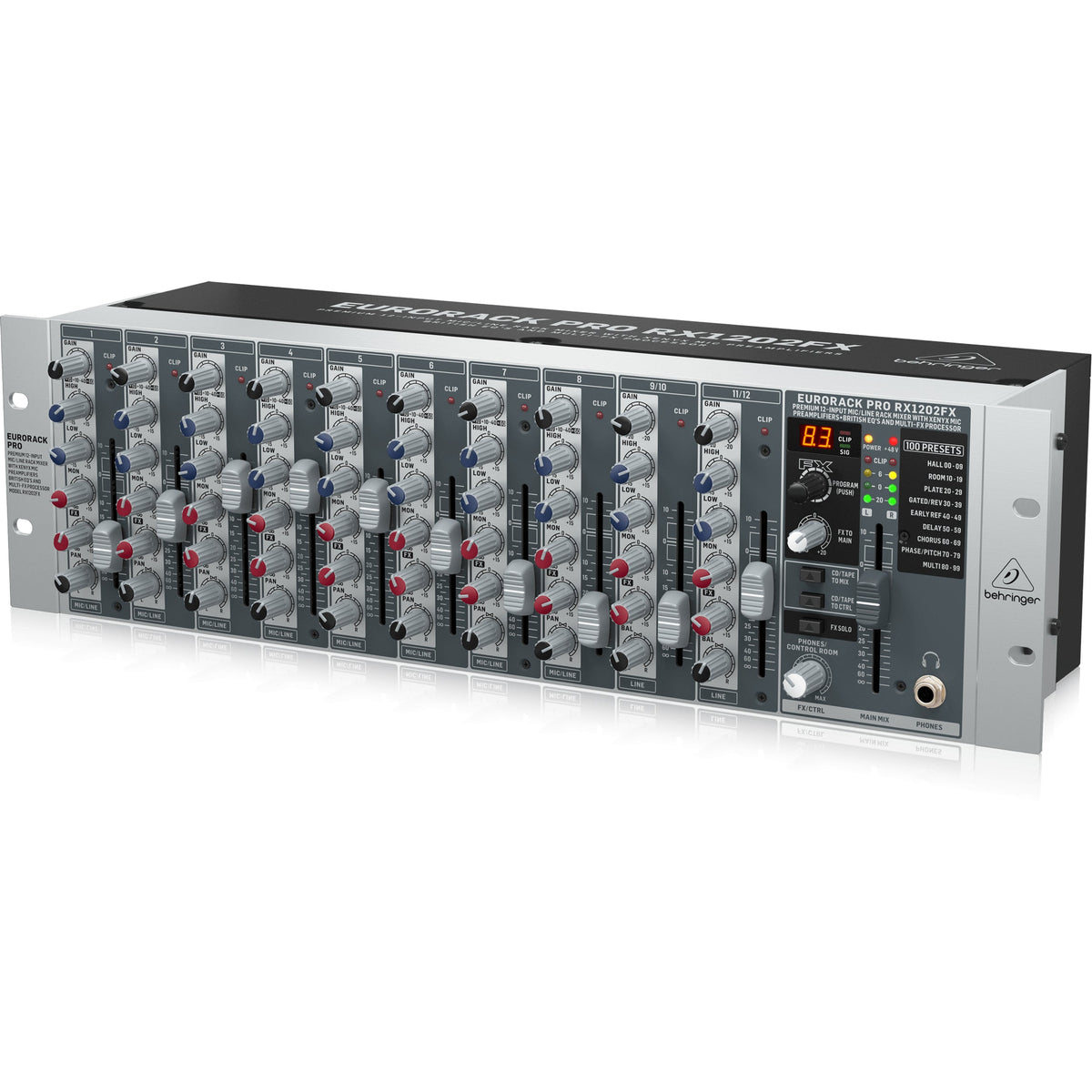 Behringer Eurorack Pro RX1202FX V2 Rackmount Mixer with Effects - View 2 | MusicMarket