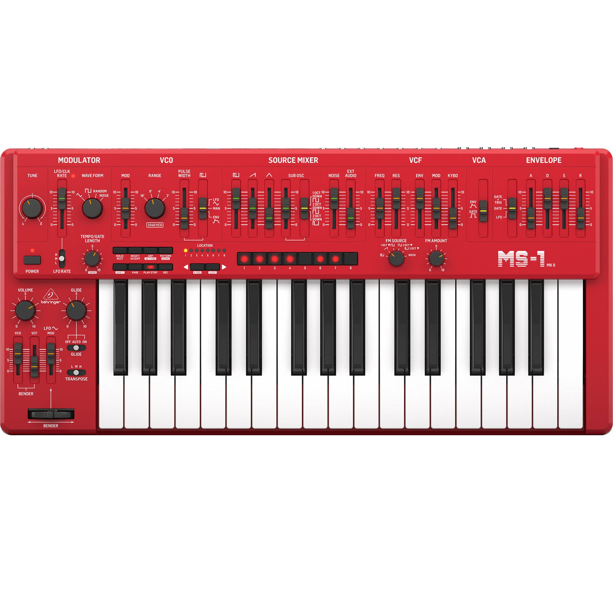 Behringer MS-1 MKII RD Analog Synthesizer, Red - MusicMarket